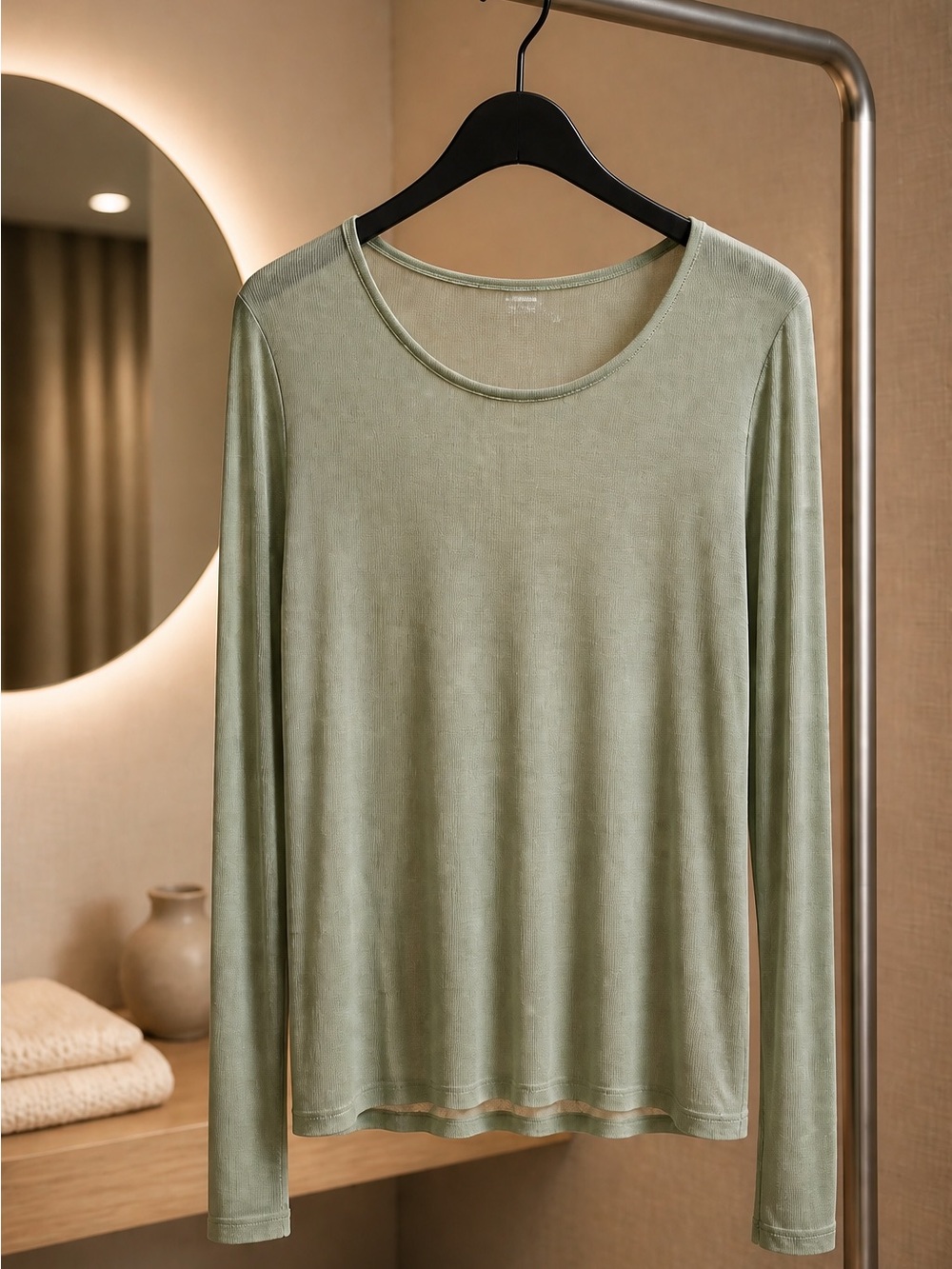 CJ Banks Sage Green Long Sleeve Tee